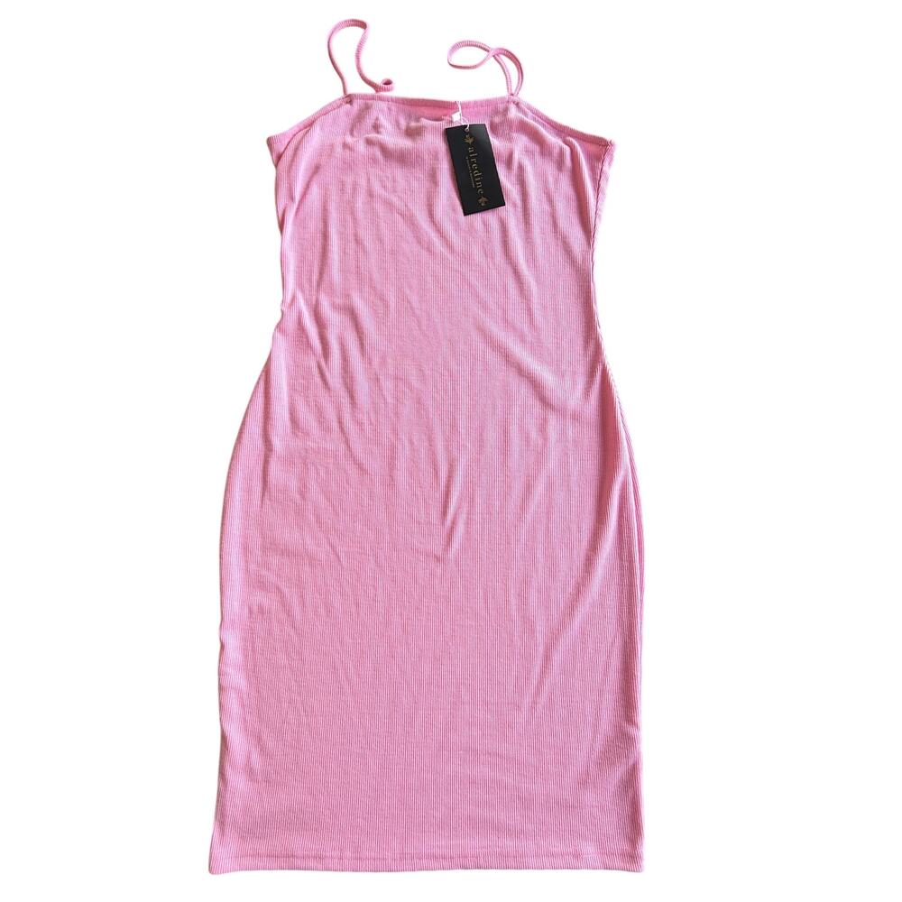 Alredine Womens Size Medium Pink Bodycon Spaghetti Strap Dress